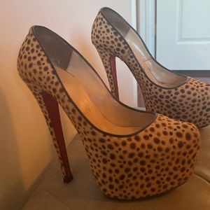 Christian Louboutin Daffodil size 36.5 Cheetah Print Calfskin Stiletto Heels